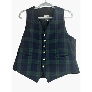 Vintage 1970's Black Watch Tartan Wool Vest Academic Preppy Ivy League England